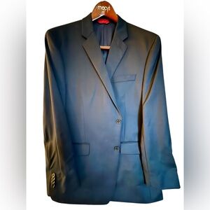 Classic Men's Navy Blue Two-Button Suit Jacket and Trousers